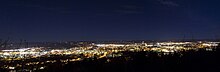 Skövde evening skyline, seen from the top of the mountain on Billingen