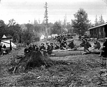 Soldiers taking a break at Fort Lawton in 1900 by Theodore E. Peiser Soldiers taking a break, Fort Lawton, August 1900 (PEISER 64).jpeg