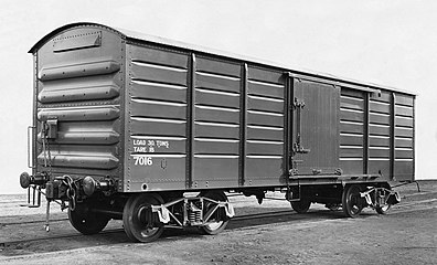 A steel-bodied boxcar built by the American Car and Foundry Company in 1926 for the South Australian Railways