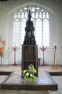 Carved fifteenth century wooden font case and cover, Thaxted Parish Church, Essex St.John the Baptist's font - geograph.org.uk - 847568.jpg