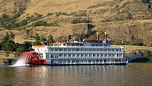 The Queen of the West paddling in the Columbia near Hood River Sternwheeler Queen of the West on the Columbia River, 2006.jpg