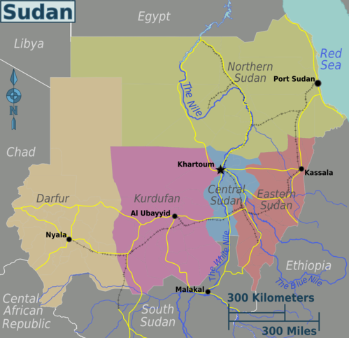 Mapa regionů Súdánu