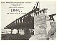Das Foto zeigt den Bau einer Gitterbrücke. Der Text weist auf den Bau der 520 Meter langen Brücke im Jahr 1951 hin.