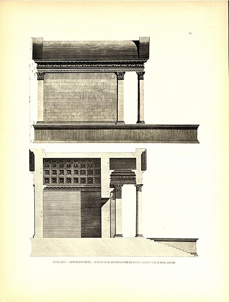 File:Tafel 042 Spalato - Jupitertempel Aufriß und Querschnitt - Robert Adam 1764.jpg