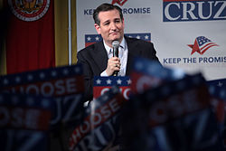 Senator Ted Cruz at a campaign rally at Arizona Christian University in Phoenix on March 18, 2016. Ted Cruz by Gage Skidmore 10.jpg