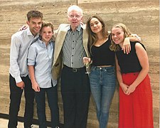 English actor,playwright Terence Frisby with grandchildren