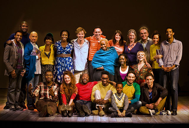 Stewart-Jarrett (bottom row, fourth from the left) as part of The Children's Monologues cast, 2010