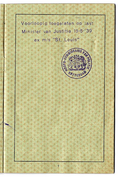 The Dutch applied a special marking inside passports of those they accepted.
