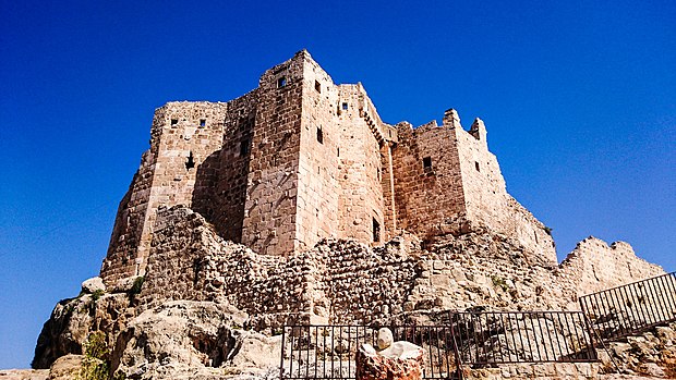 Masyaf Castle at Hama, Syria. It was the headquarters of the Syrian Assassins.