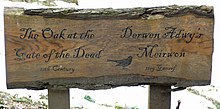The plaque naming the tree The Oak At The Gate Of The Dead sign.jpg