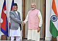 The Prime Minister, Shri Narendra Modi with the Prime Minister of Nepal, Mr. K.P. Sharma Oli, at Hyderabad House, in New Delhi on April 07, 2018 (1).jpg