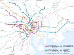 Metroaren mapa, geltoki nagusien kokapenarekin.
