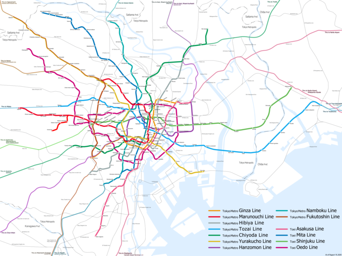 Большое метро в мире. Карта метро Токио 2021. Схема метро Токио 2020. Японское метро схема 2022. Схема метро Токио 2021.