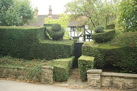 Topiary is seen in some of the properties in the village, which has a garden centre in its main parkland estate and a long history of landscaping.