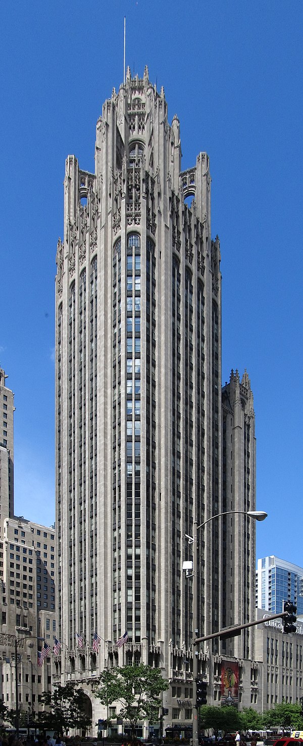 The Tribune Tower in Chicago (1924) references the Rouen Cathedral