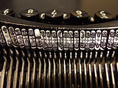 Typebars in a 1920s typewriter