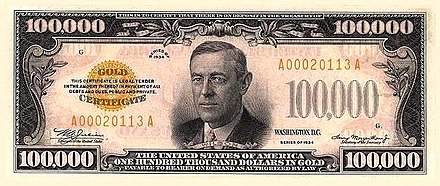 Woodrow Wilson - $100,000 bill