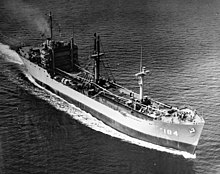 USS Grainger (AK-184) underway, circa the late 1940s (NH 89486).jpg