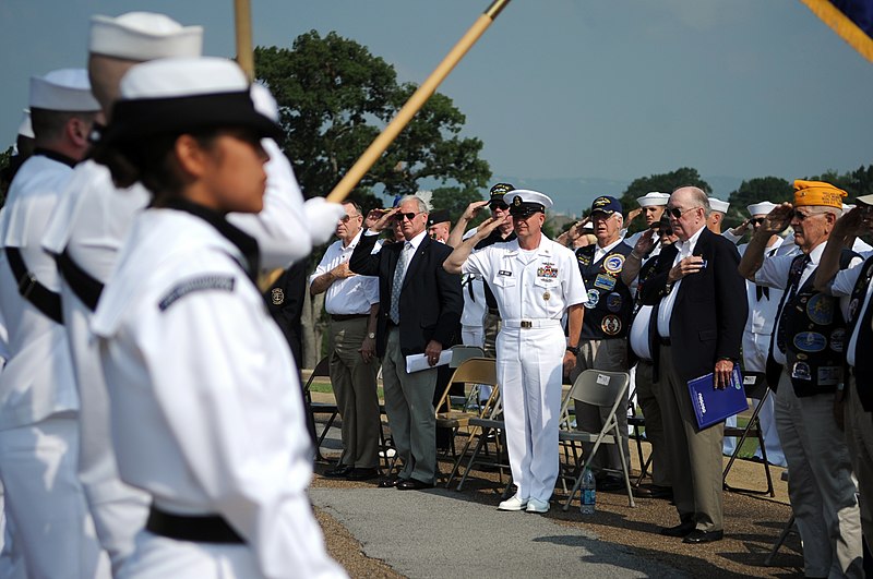 File:US Navy 110613-N-AD372-418 Master Chief Petty Officer of the Navy (MCPON) Rick D. West salutes the Asmerican flag at a wreath laying ceremony at Ch.jpg