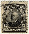 Benjamin Harrison on a 1902 stamp US stamp 1902 13c Harrison.jpg