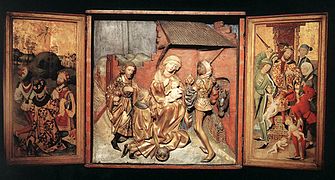 Triptyque en bois du XVe siècle.