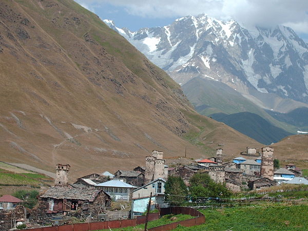 The defensive towers built by feuding clans of Svaneti, in the Caucasus mountains