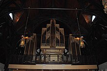 The organ used in Christ Church Cathedral. The cathedral's organ is the city's most prominent. Vancouver - Christ Church Cathedral interior 14.jpg