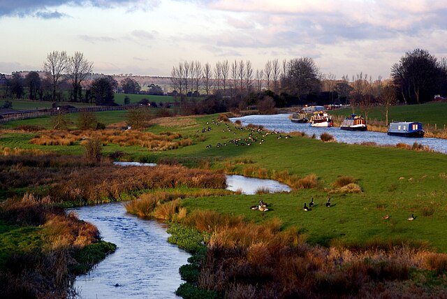 View eastwards from Great Bedwyn showing river, canal and railway
