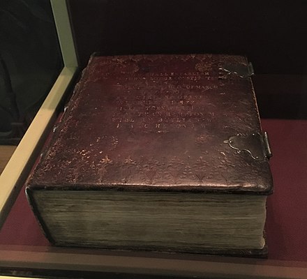 Inaugural Bible as displayed at Federal Hall National Memorial