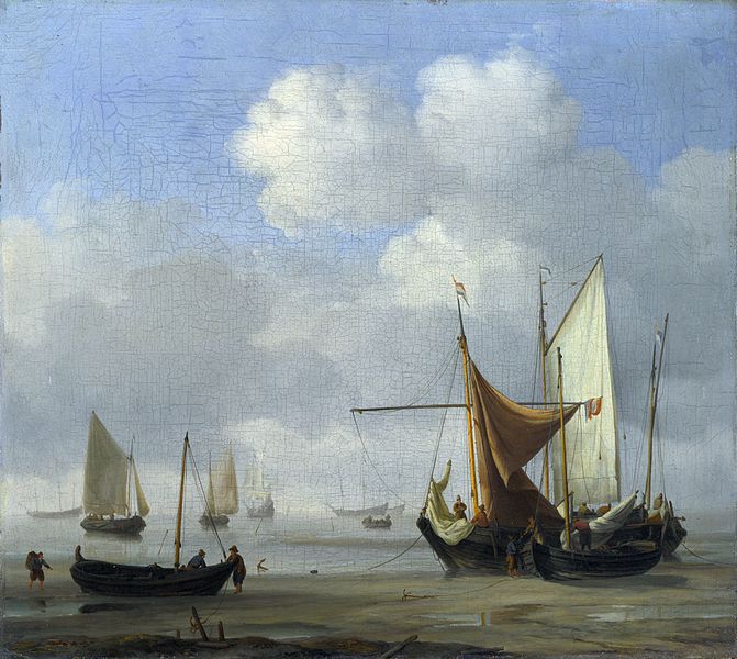 File:Willem van de Velde II - Small Dutch Vessels Aground at Low Water in a Calm.jpg