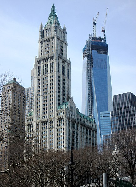 File:Woolworth Building and One World Trade Center April 07 2013.jpg
