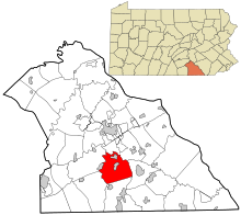 Округ Йорк, штат Пенсильвания, зарегистрированные и некорпоративные районы, городок Спрингфилд, выделены.