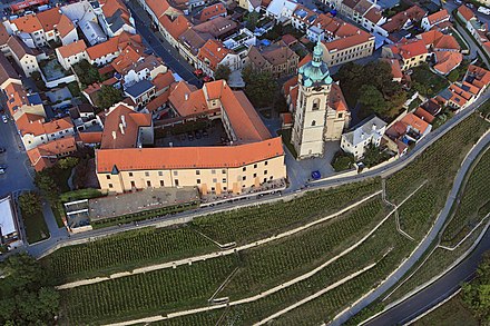Church, chateau and vineyards in Mělník