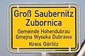 Bilingual sign in German and Upper Sorbian