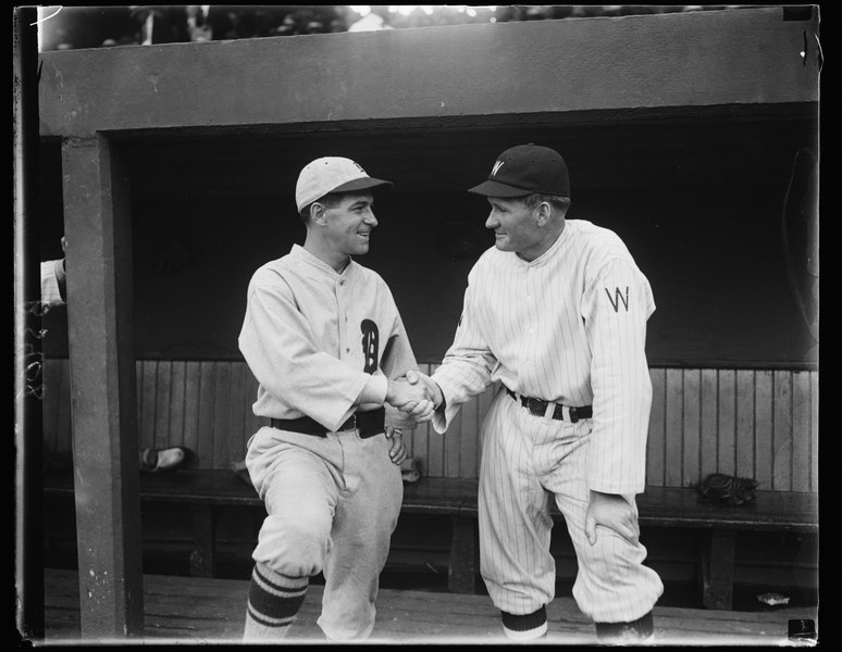 File:"Big train" and "Bucky" meet again, this time as foes. Walter Johnson and "Bucky" Harris meet again in Washington, this time as managers of opposing teams. Bucky's Detroit Tigers lost the LCCN2016889317.tif