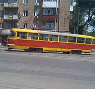 Трамвай Tatra T3 на площади Толстого
