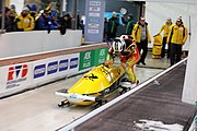 Deutsch: Bob-Europacup 2018/19; Station 1 in Altenberg, 2er-Rennen Nummer 1, Lauf 1 English: Bobsleigh Europe Cup 2018-19 in Altenberg - 2-man Race 1, first run