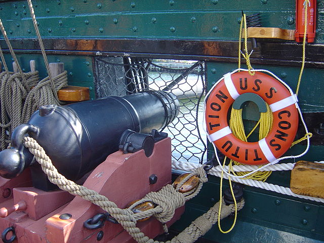 Carronade on the spar deck of Constitution