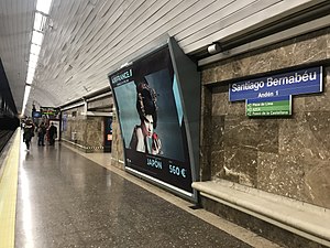 201803 Platform of Santiago Bernabéu Station.jpg