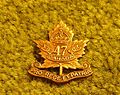 Insigne portée sur le collet des uniformes de parade du 47th Battalion CEF, portée par The Royal Westminster Regiment