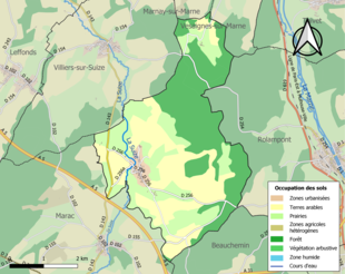 Carte en couleurs présentant l'occupation des sols.