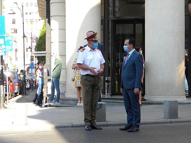 Orban photographed in downtown Bucharest on 29 July 2020