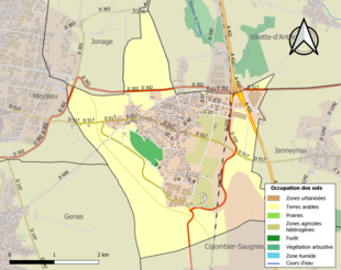 Kolorowa mapa przedstawiająca zagospodarowanie terenu.