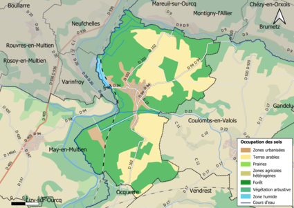 Carte des infrastructures et de l'occupation des sols en 2018 (CLC) de la commune.