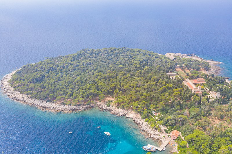 File:Aerial view of the port and the Benedictine Monastery of St. Mary on Lokrum, Croatia (48613045486).jpg