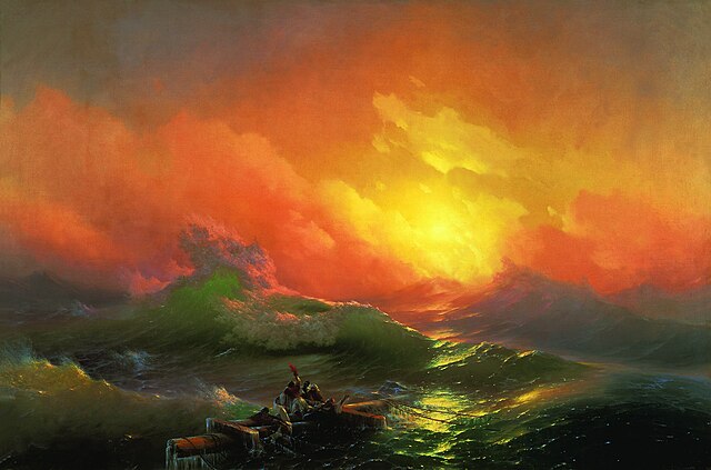 "הגל התשיעי" - ציור שמן מפורסם מעשה ידי האמן הרוסי איוואן אייווזובסקי משנת 1850. הציור מתאר ים סוער וקבוצה של ספנים האוחזים בשברי ספינה טרופה ונאבקים על חייהם.