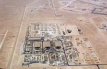 An aerial view of "Ops Town" at Al Udeid Air Base in 2004