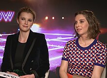 Betty Gilpin (left) and Alison Brie in 2018. Alison Brie and Betty Gilpin GLOW interview 1 (cropped).jpg