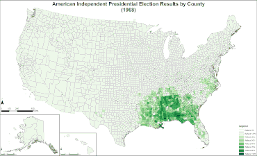 American Independent presidential election results by county