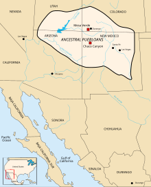 Map of the extent of Ancestral Puebloan settlements Ancestral Puebloan territory.svg